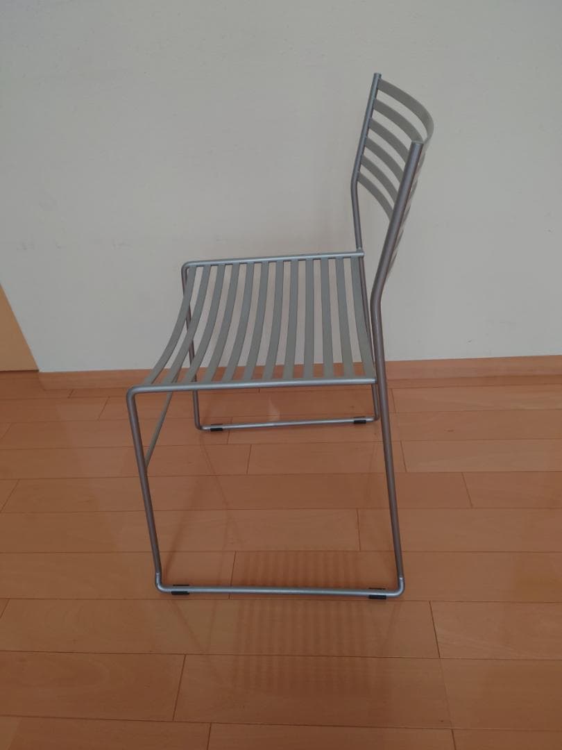 シルバー ストライプデザイン 椅子4脚セット