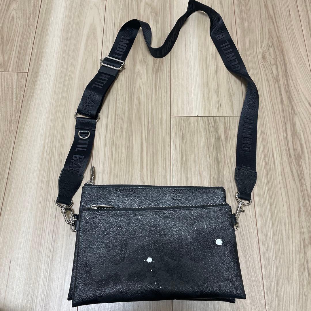 ジャンティバンティ　クロスボディバッグ　ブラックカモ　レザー　ショルダー