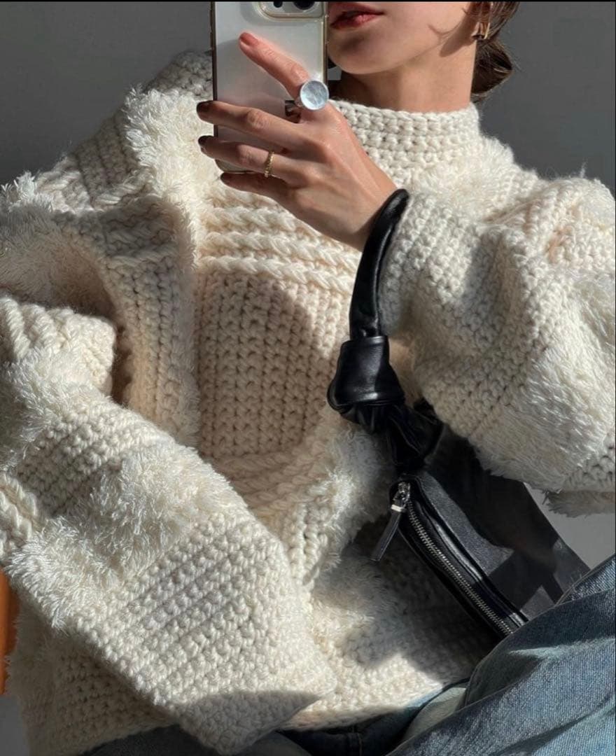 CLANE wide check hand knit ボリュームニット　サイズ1