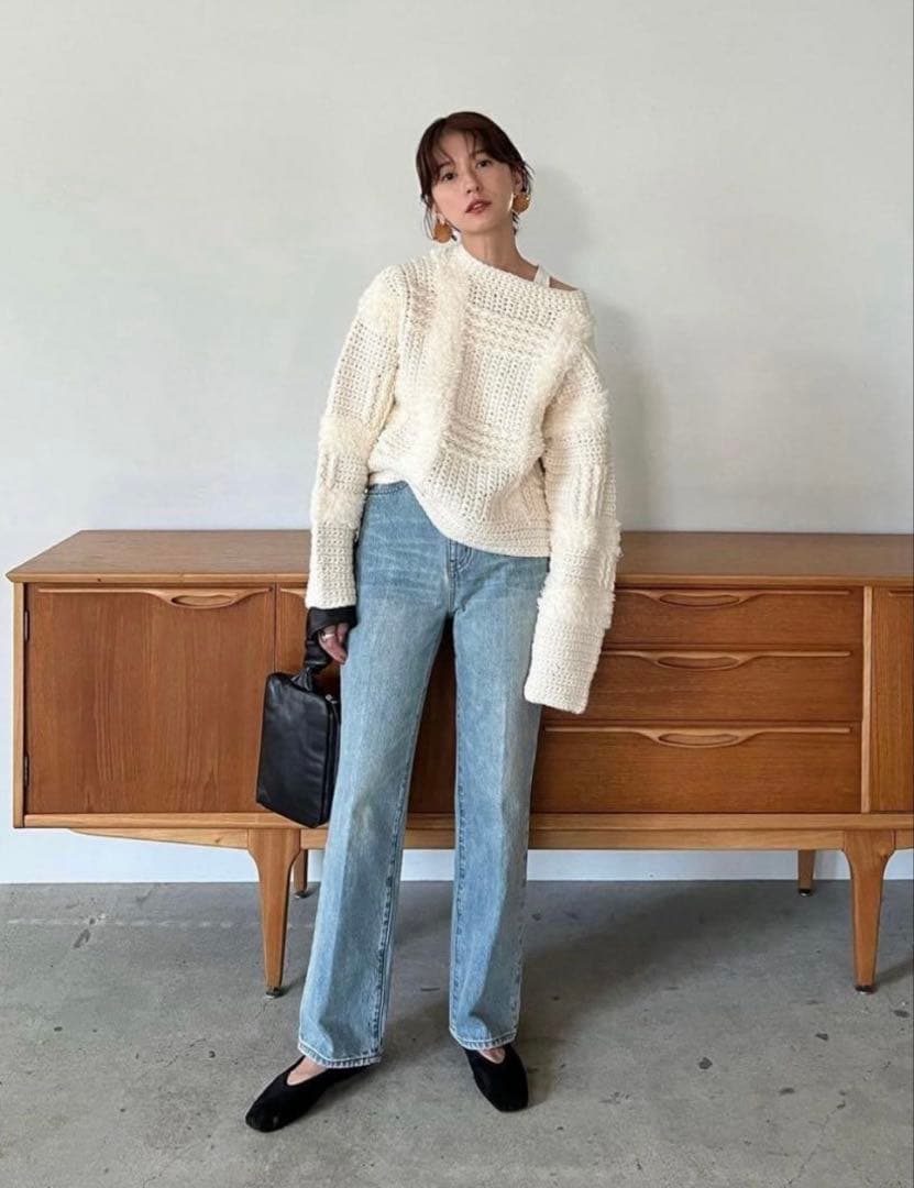 CLANE wide check hand knit ボリュームニット　サイズ1