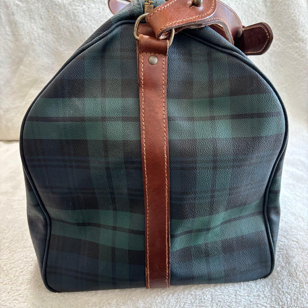 ポロラルフローレン ブラックウォッチ ボストンバッグ PVCレザー グリーン 緑