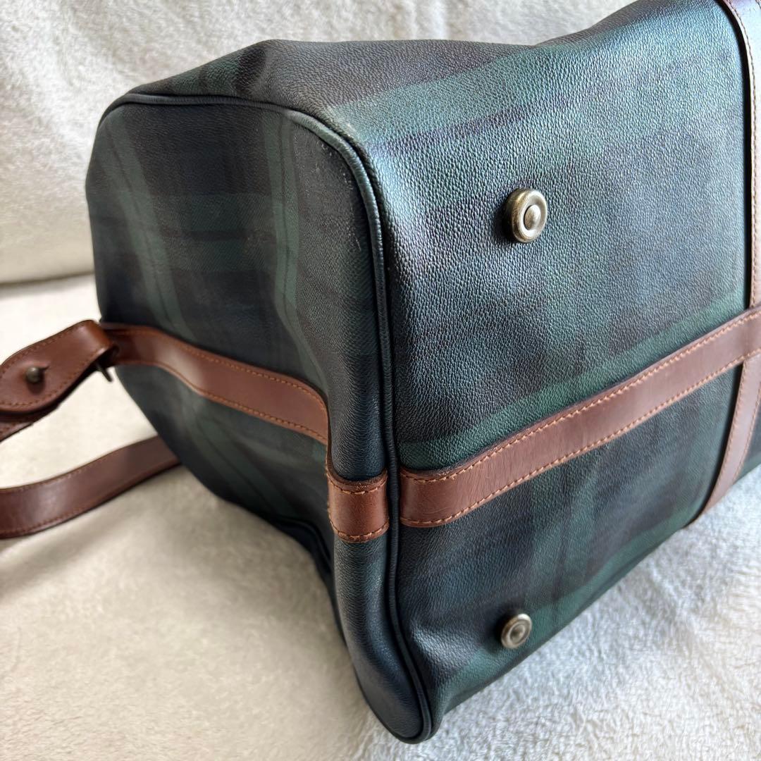 ポロラルフローレン ブラックウォッチ ボストンバッグ PVCレザー グリーン 緑