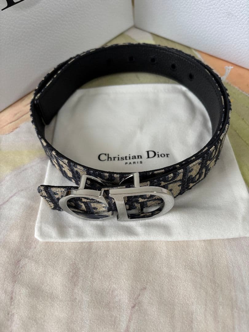 ネイビー DIOR ディオール CDロゴ ベルト ☆105cm