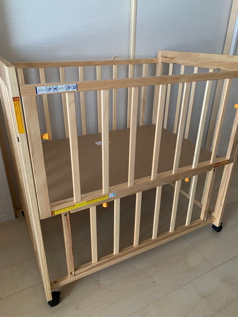 ヤトミ 西松屋 キャスター付きミニベビーベッド 説明書付き 90×60 敷布団付