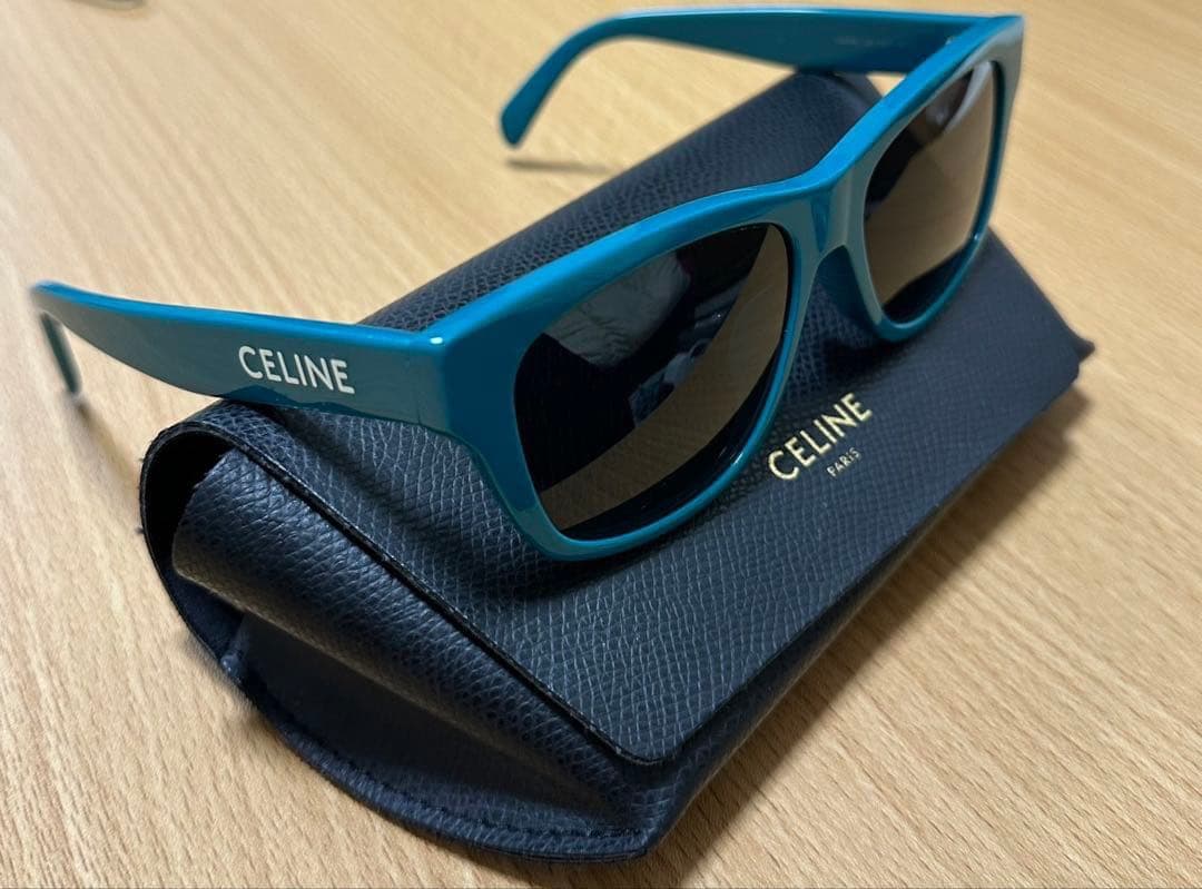 CELINE セリーヌ ロゴ サングラス ターコイズ 美品