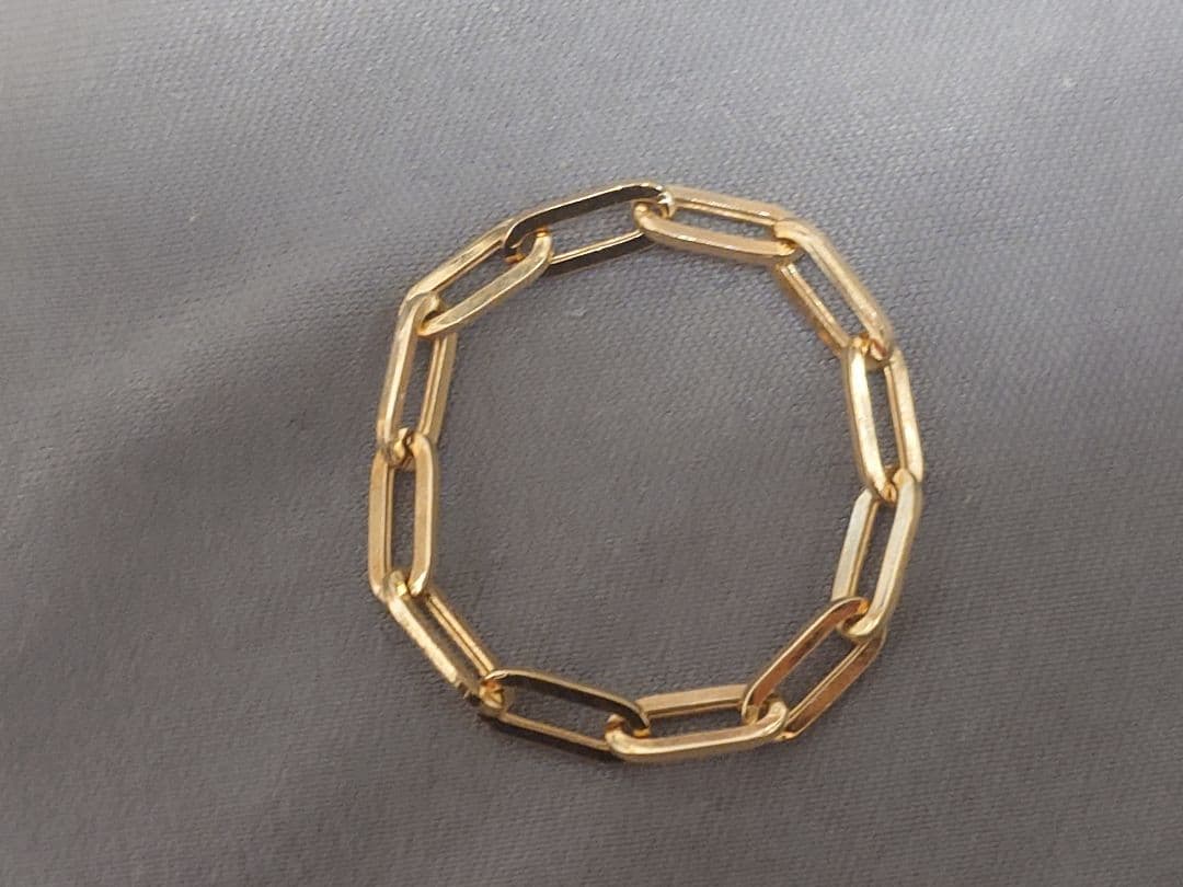 【♥︎Mhr♥︎】K18YGペーパークリップチェーンリング　Lサイズ