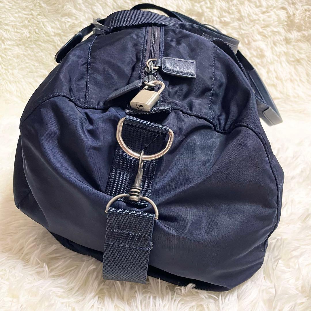 希少・美品　プラダ 三角ロゴ 金具 2way レザー ナイロン ボストンバッグ