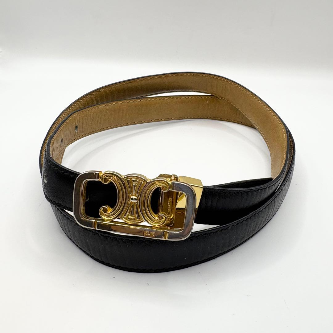 ★まゆこ★ CELINE トリオンフ ベルト リバーシブル 黒×ブラウン