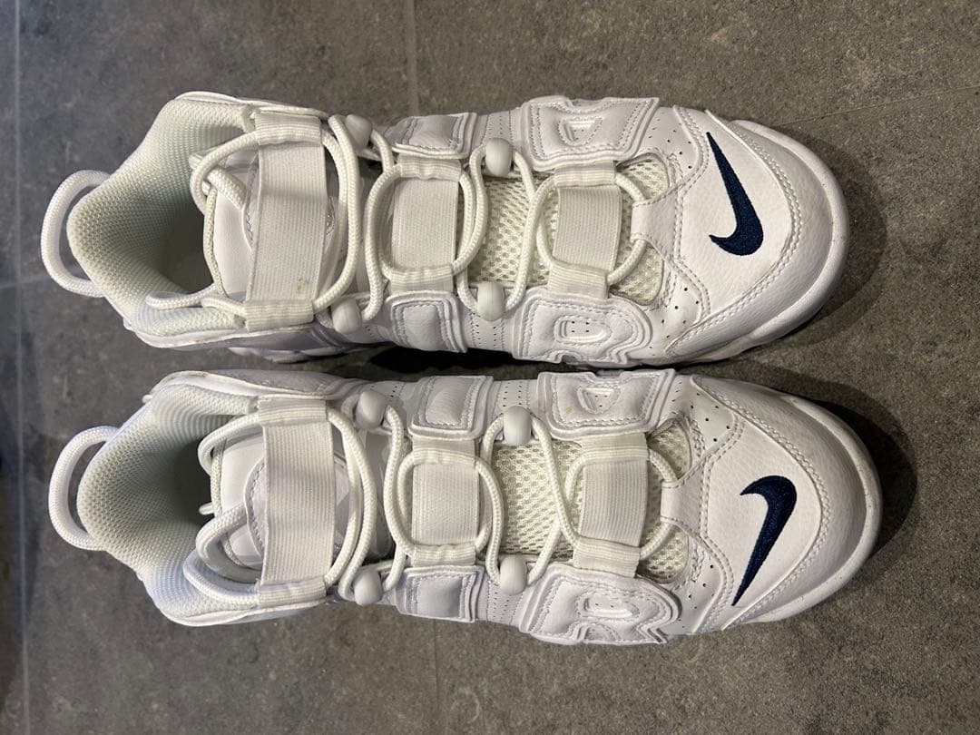 ナイキ GS エアモアアップテンポ \"ホワイト/ミッドナイトネイビ