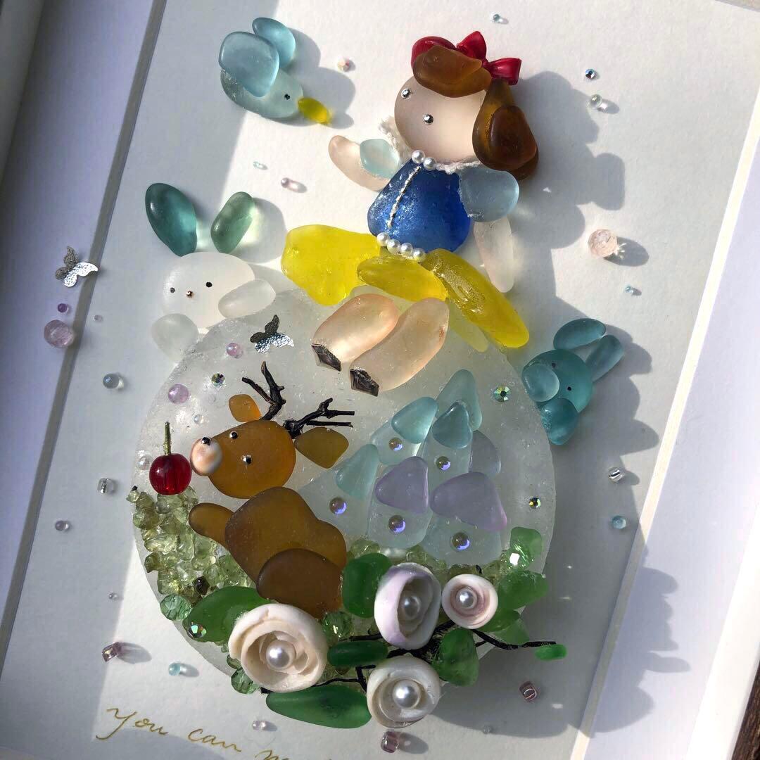 シーグラスアート ⭐️ ヒーリング 森のプリンセス キャッスル