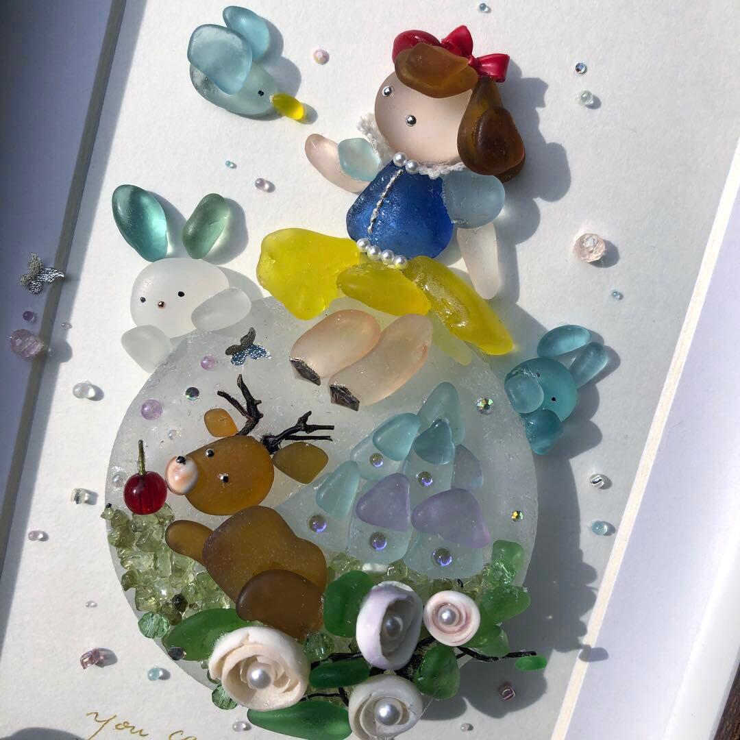 シーグラスアート ⭐️ ヒーリング 森のプリンセス キャッスル