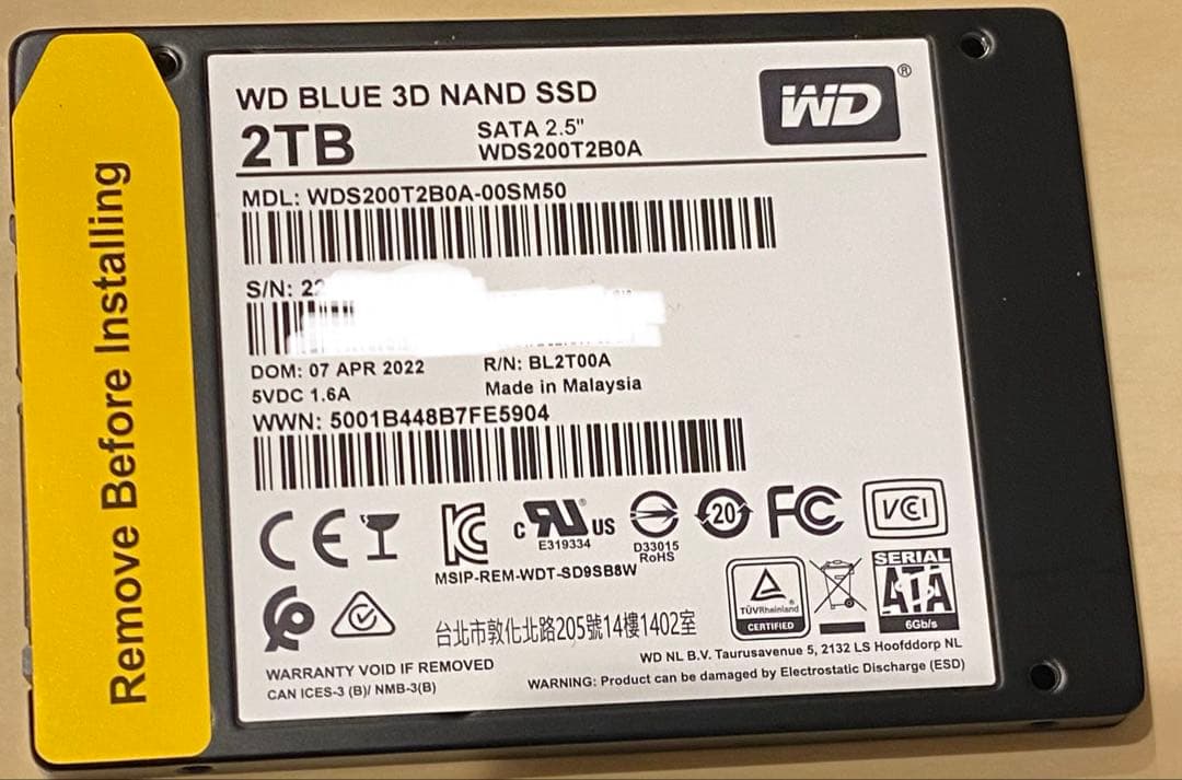 WD Blue SATA SSD 内蔵 2TB ウエスタンデジタル