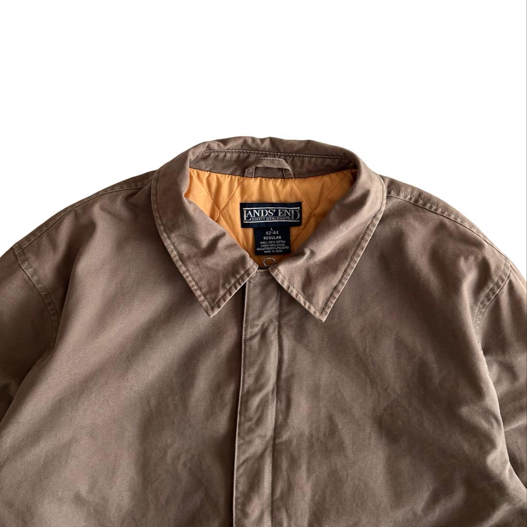 【希少】90s ランズエンド 短丈 中綿 コットンダック ドリズラージャケット