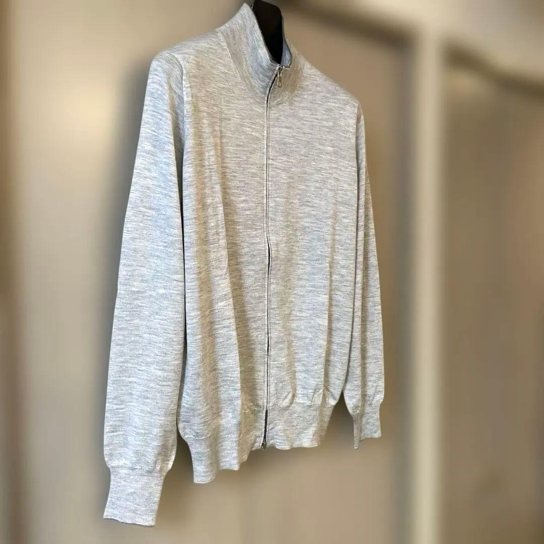 ②ブルネロクチネリ カシミヤシルク ダブルジップカーディガン ドライバーズニット