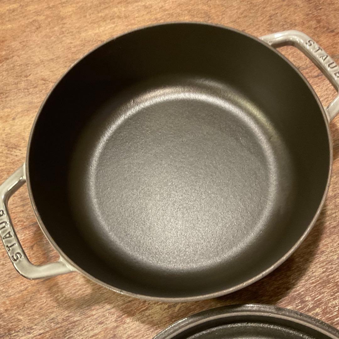 極美品！26cm 浅型 ストウブ ピコ ココットラウンド シャロー グレー