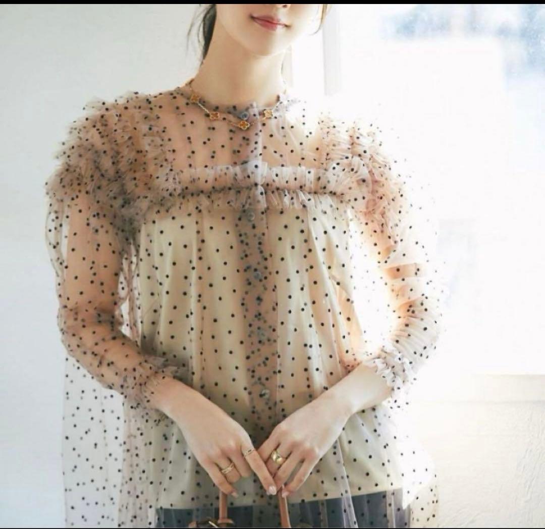 セブンテン ドットチュールブラウス861番