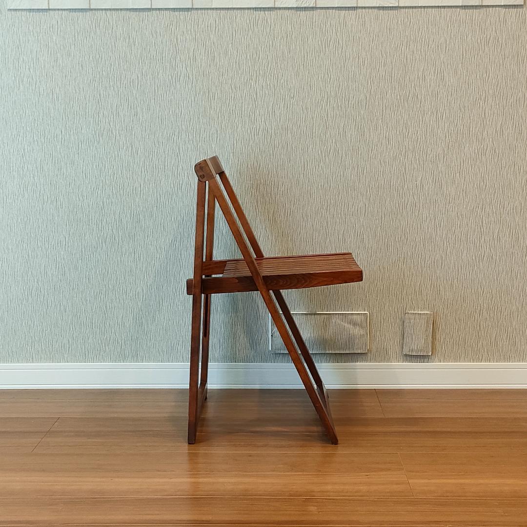 ヴィンテージ　木製　真鍮金具　フォールディングチェア　折りたたみ椅子
