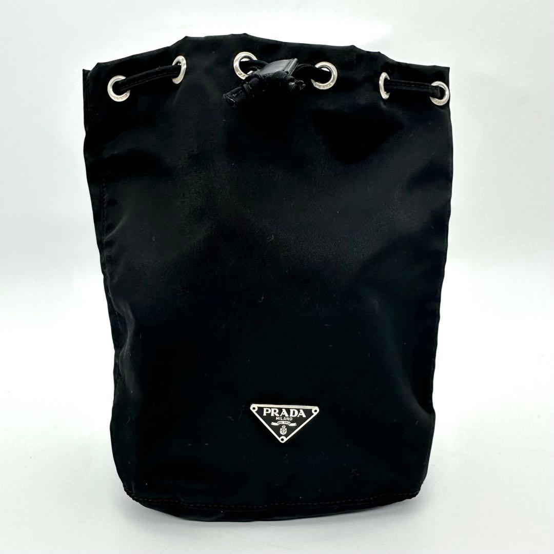 PRADA プラダ テスート ナイロン ポーチ 黒 三角ロゴ 巾着