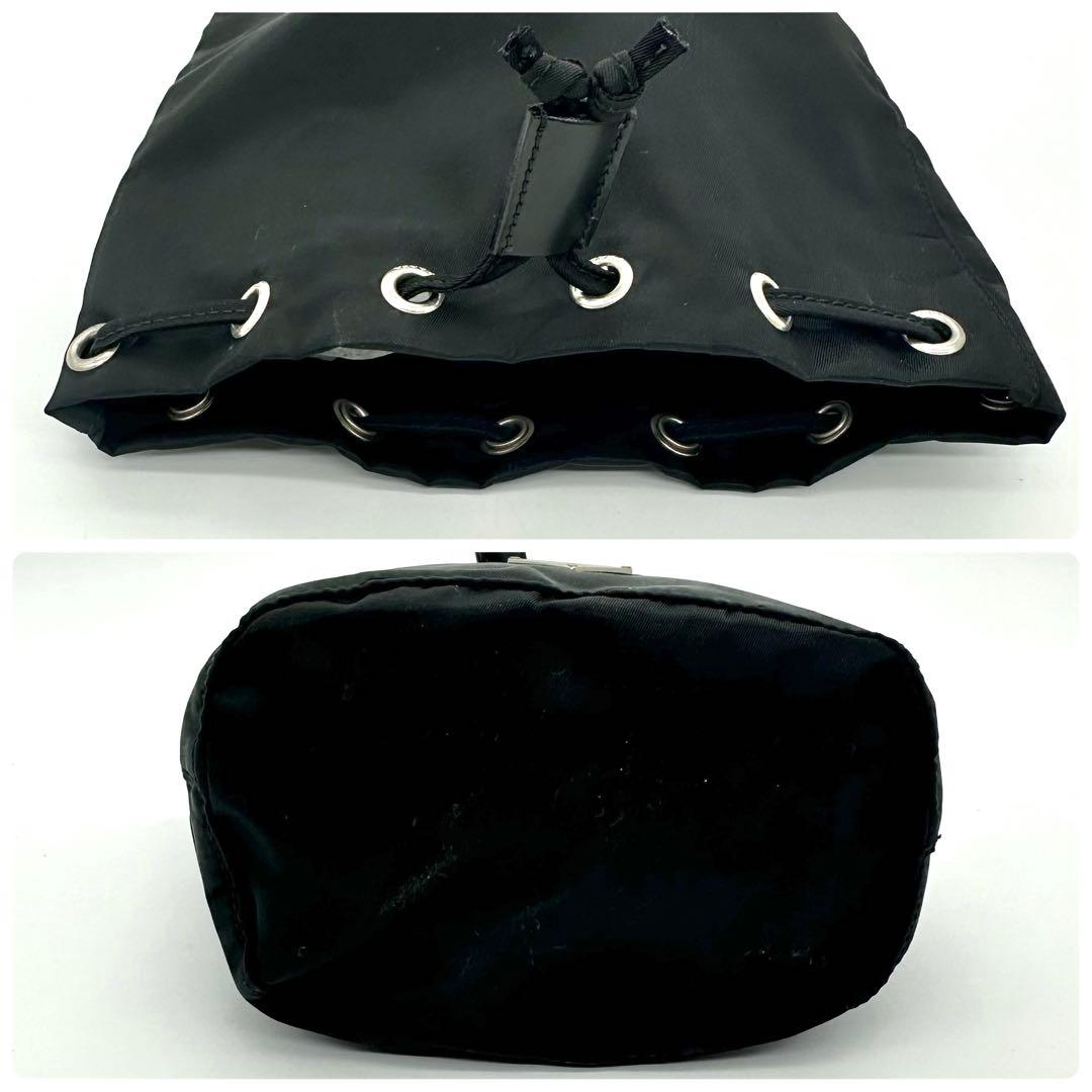 PRADA プラダ テスート ナイロン ポーチ 黒 三角ロゴ 巾着