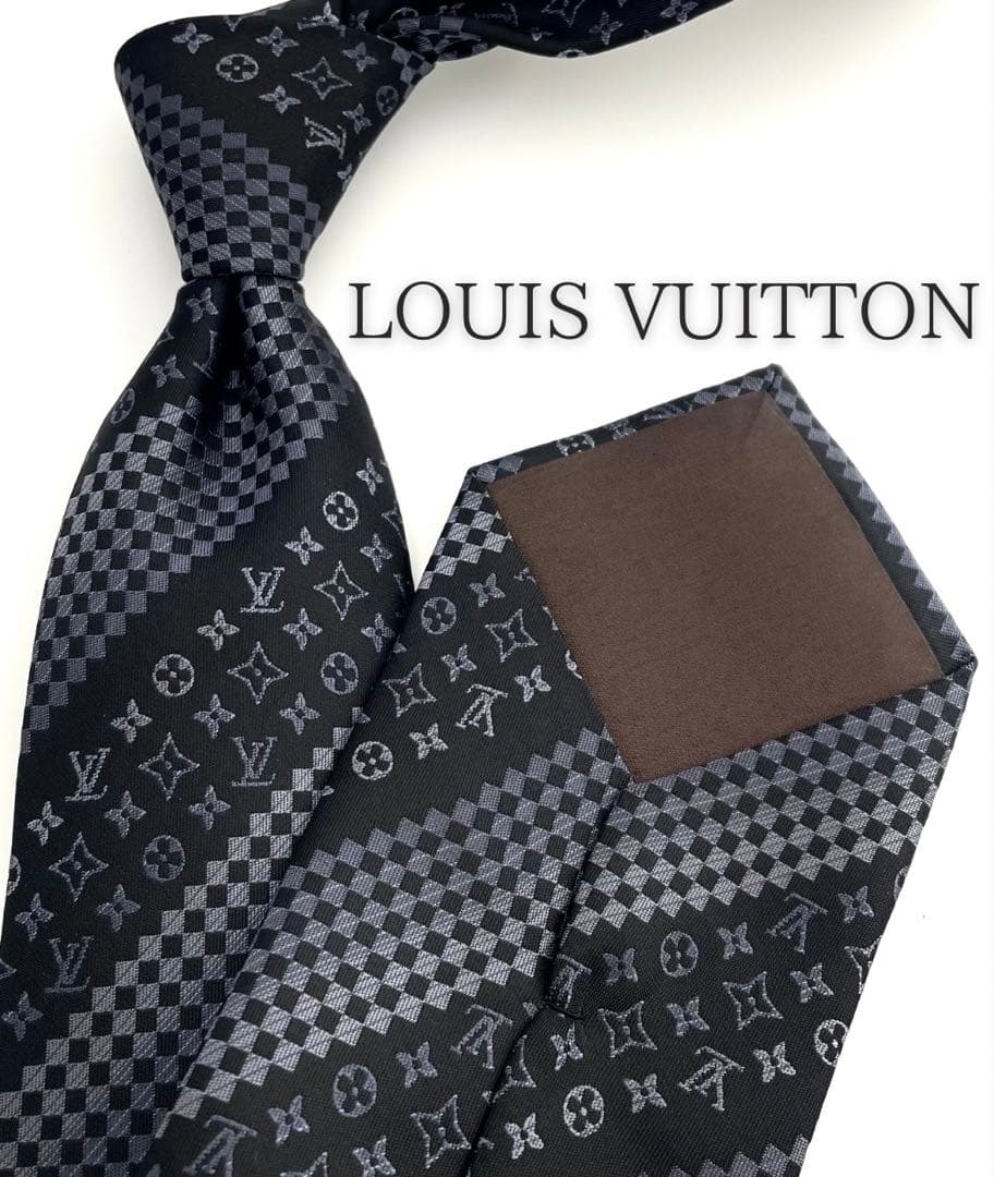 美品 ルイヴィトン ネクタイ ハイブランド モノグラム ダミエ クラヴァット