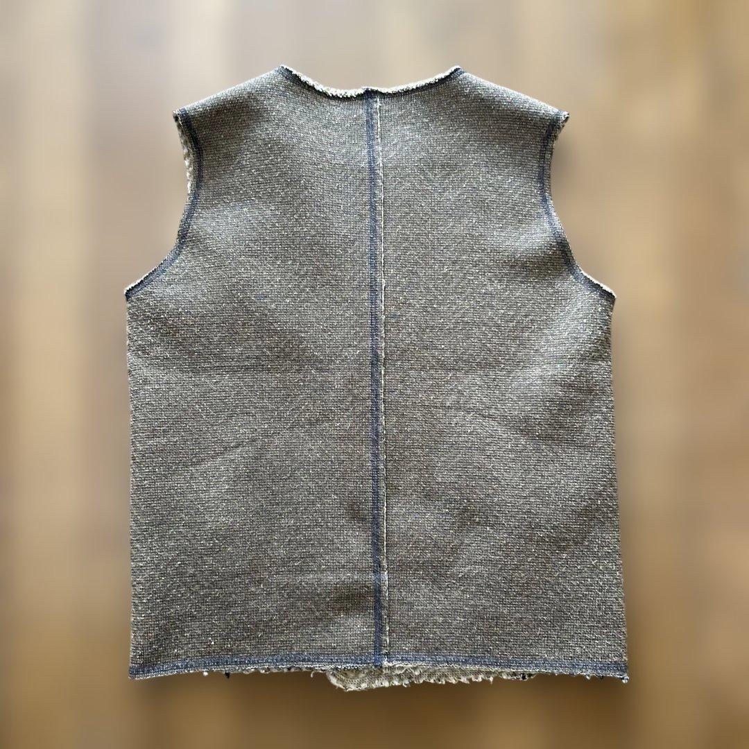 キャピタル ウール グレー ベスト ポケット口、レザー