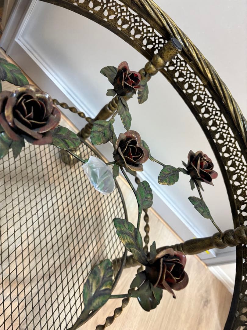 アンティーク　薔薇のガラステーブル　ルネサンス　花柄ガラステーブル　美品