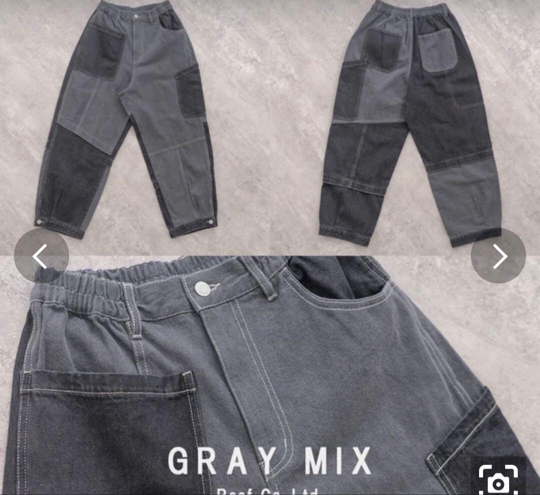 シェリーさん リビルドパッチポケットデニムパンツ GLAY MIX