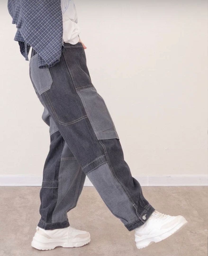 シェリーさん リビルドパッチポケットデニムパンツ GLAY MIX