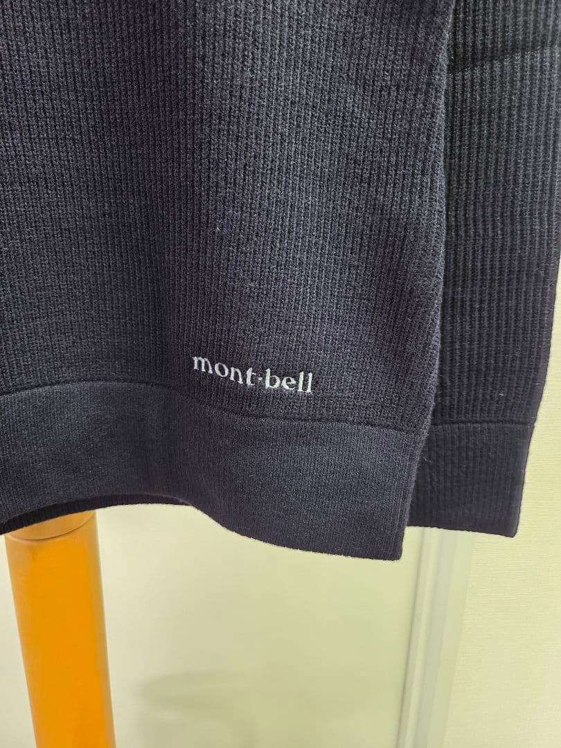mont-bell ネイビーリブ編みセーター 肘パッチ付き