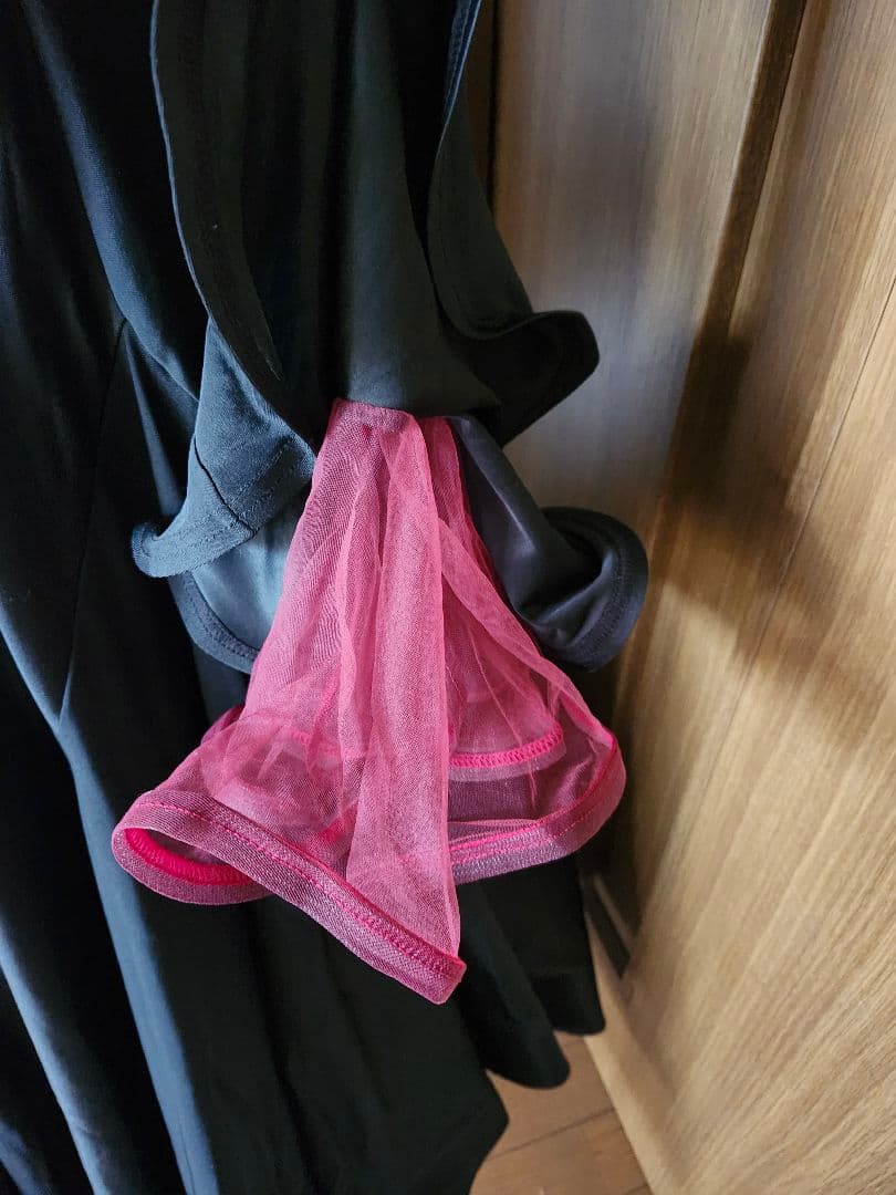 社交ダンス ロングドレス パーティー スタンダード ミニデモ 黒✕‬赤 XL