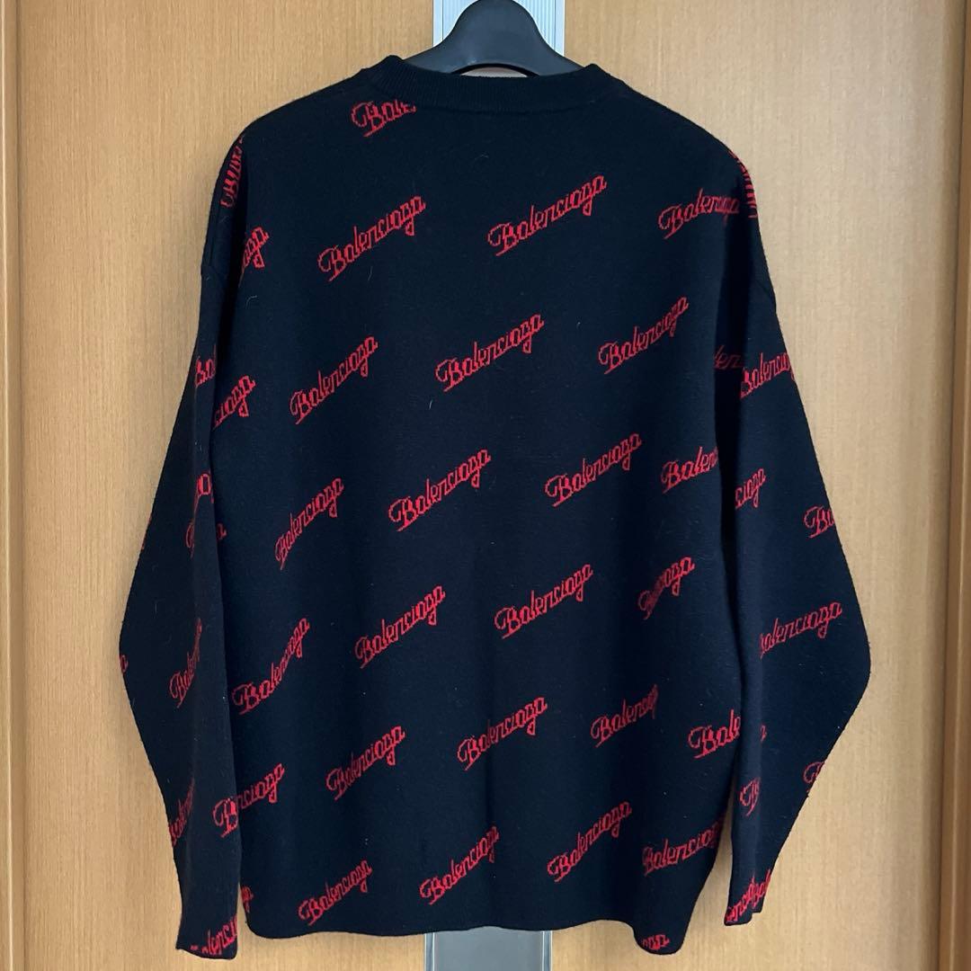 BALENCIAGA バレンシアガ　ロゴセーター ブラック×レッド　黒　赤