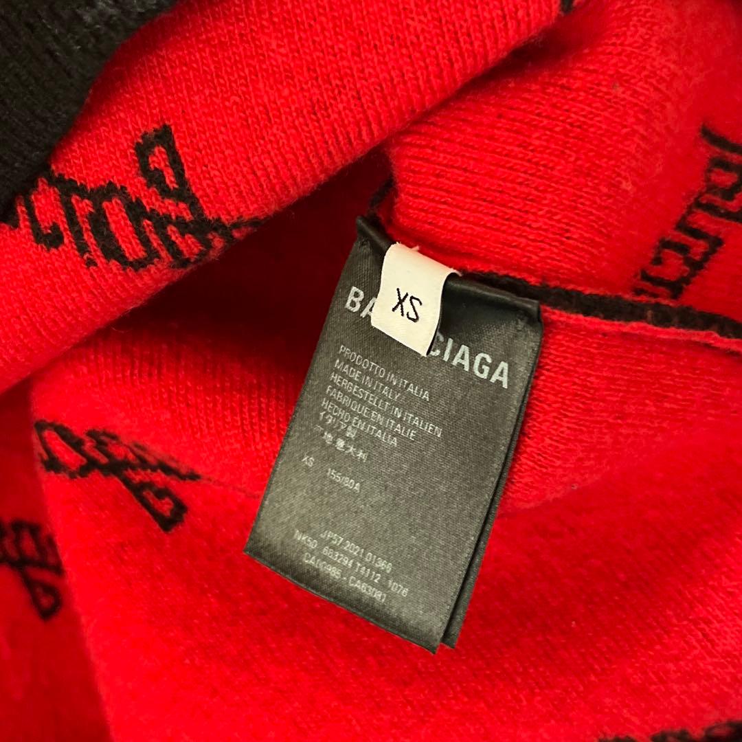 BALENCIAGA バレンシアガ　ロゴセーター ブラック×レッド　黒　赤
