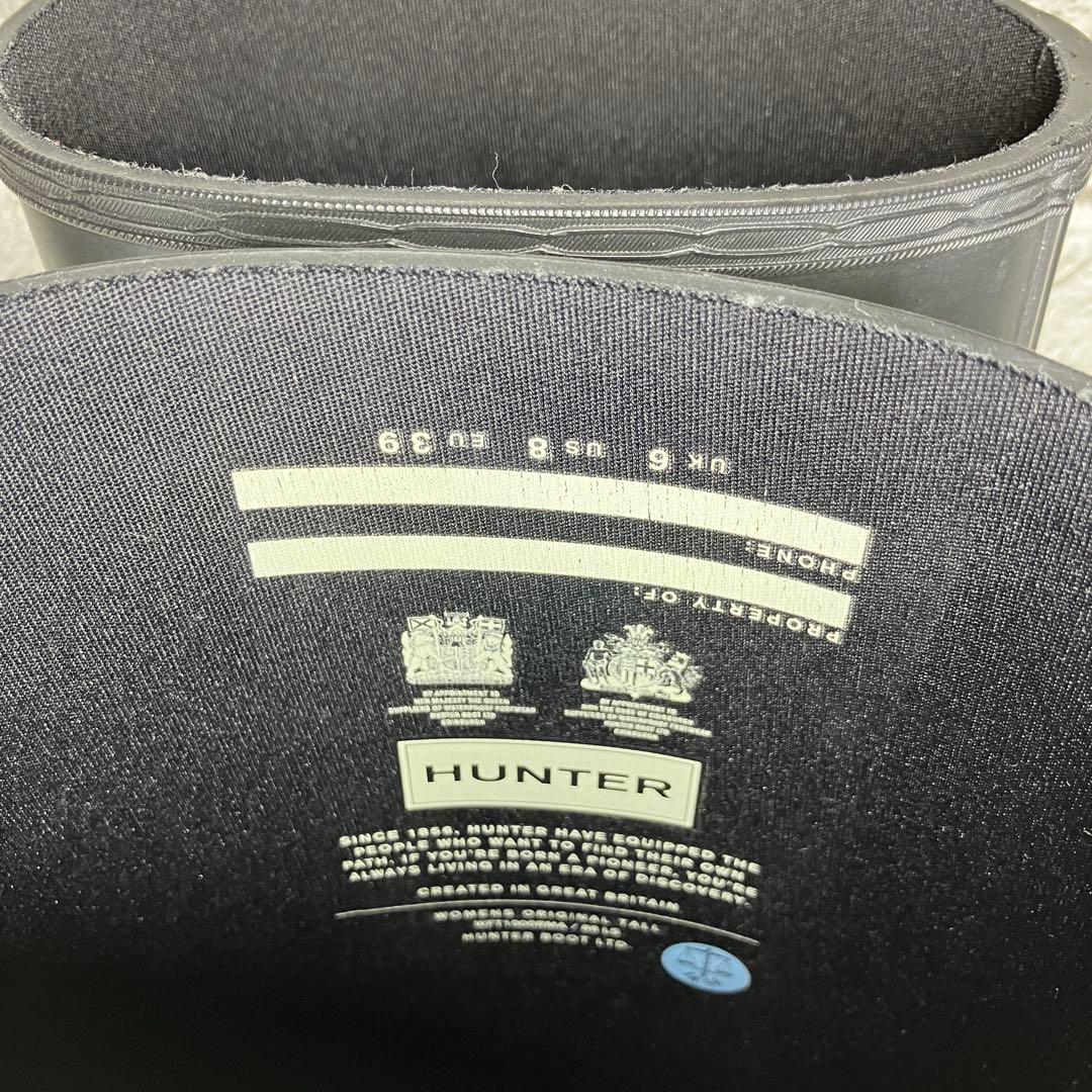 【試着程度】HUNTER レインブーツ 黒 ロング ラバー レディース UK6
