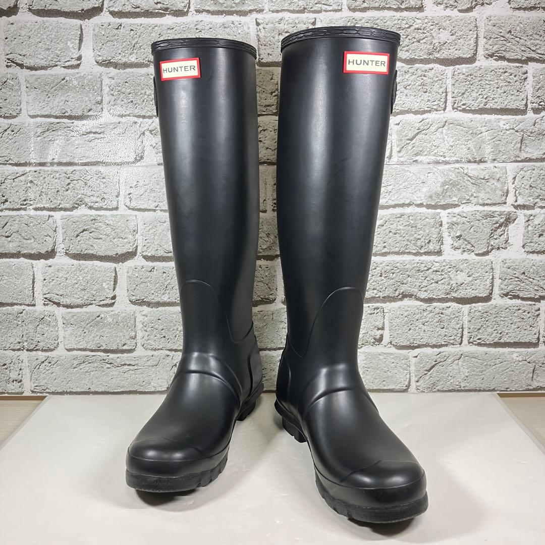 【試着程度】HUNTER レインブーツ 黒 ロング ラバー レディース UK6