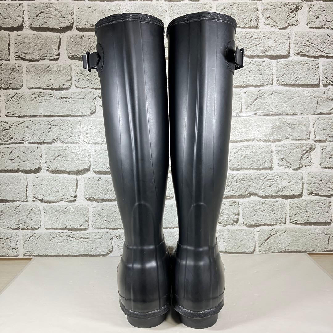 【試着程度】HUNTER レインブーツ 黒 ロング ラバー レディース UK6