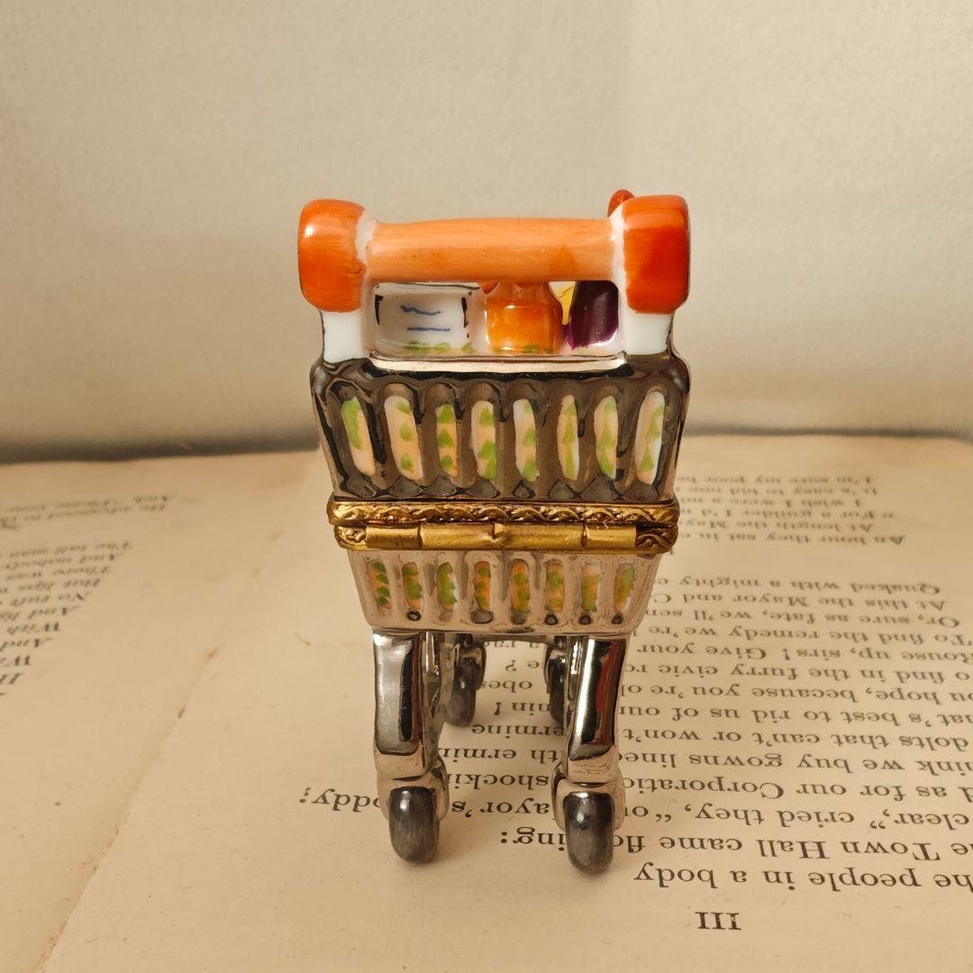 リモージュボックス　ショッピングカート　フランス製　小物入れ　ミニチュア