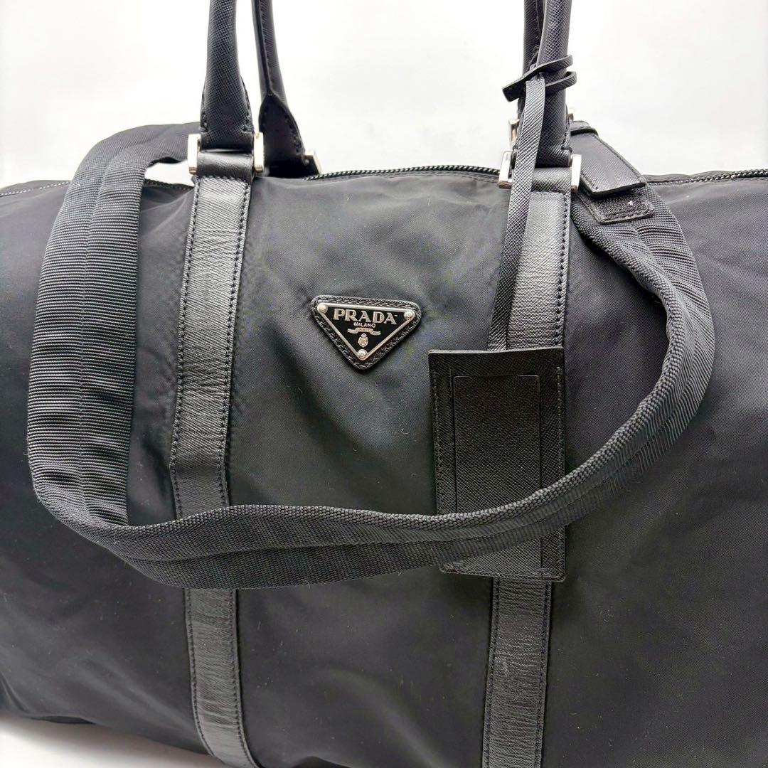 【美品】 プラダ　ナイロン　ボストンバッグ　三角ロゴ 2WAY ブラック