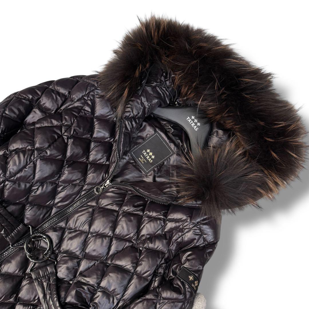 美品 TATRAS PALMA 2way Aライン フレア ロングコート 黒M