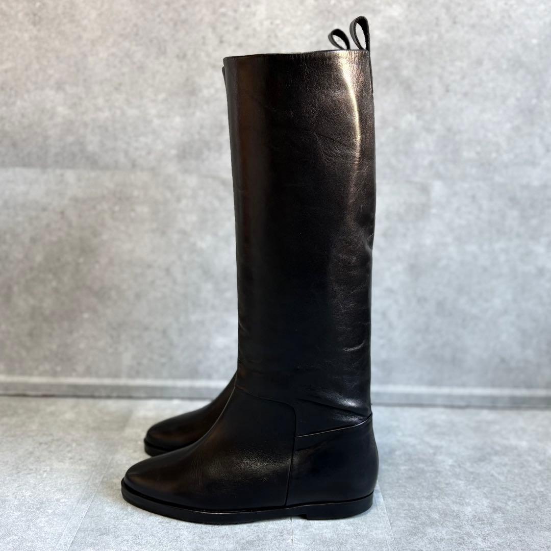 【未使用品】REMME レメ ワイドシャフト レザー ロングブーツ 23cm 黒