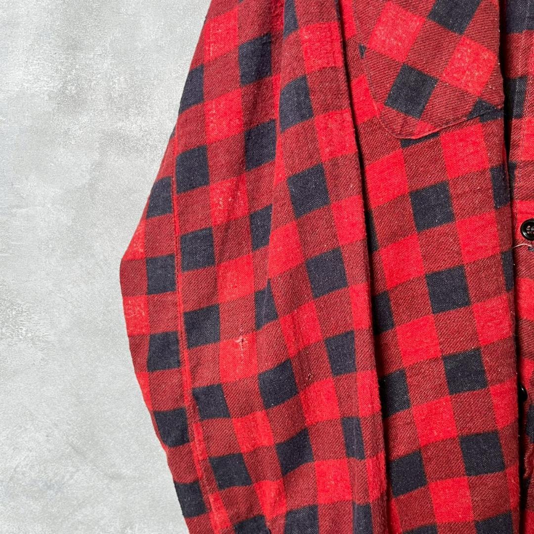 80s FIVE BROTHER ブロックチェック プリネル 赤×黒　PM97