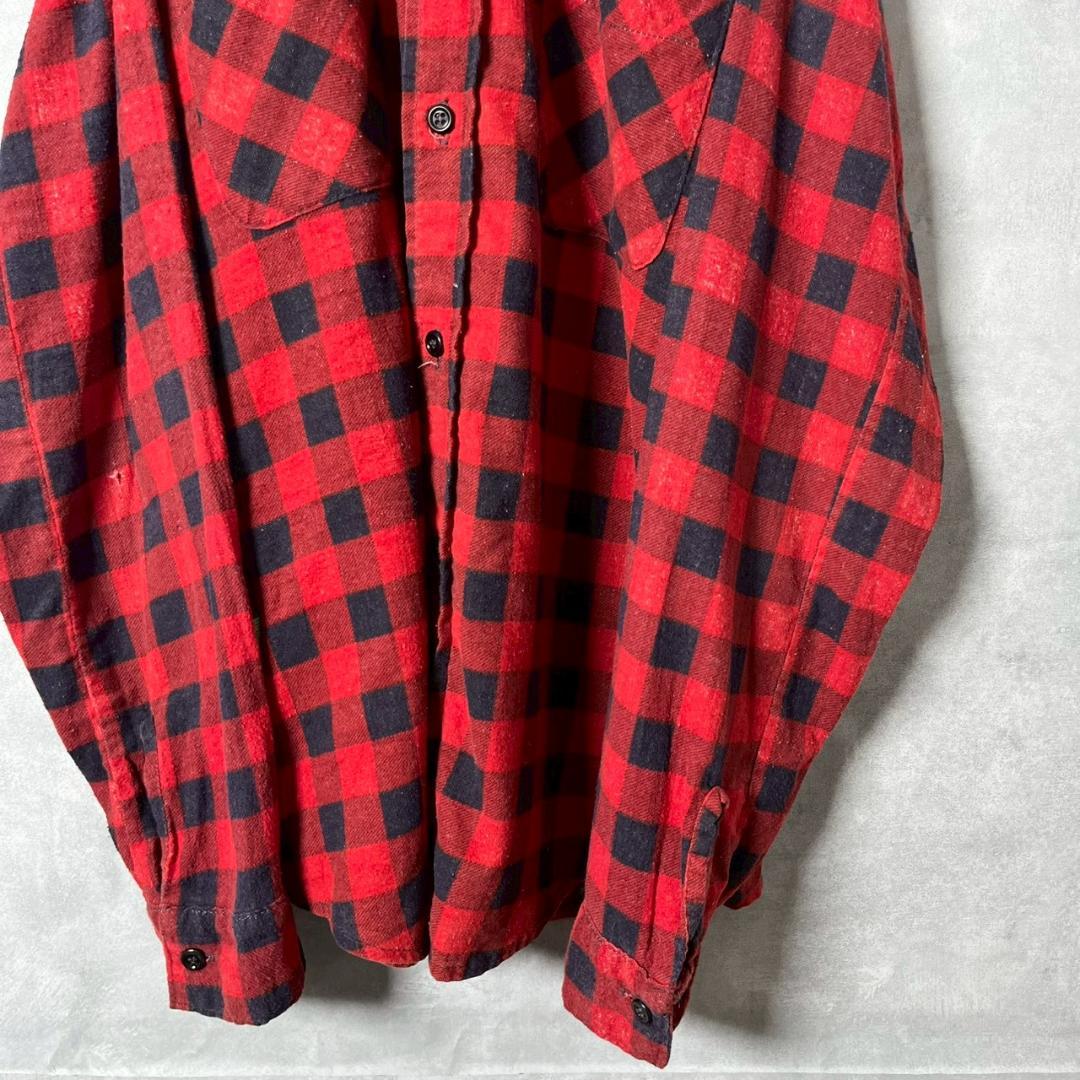 80s FIVE BROTHER ブロックチェック プリネル 赤×黒　PM97