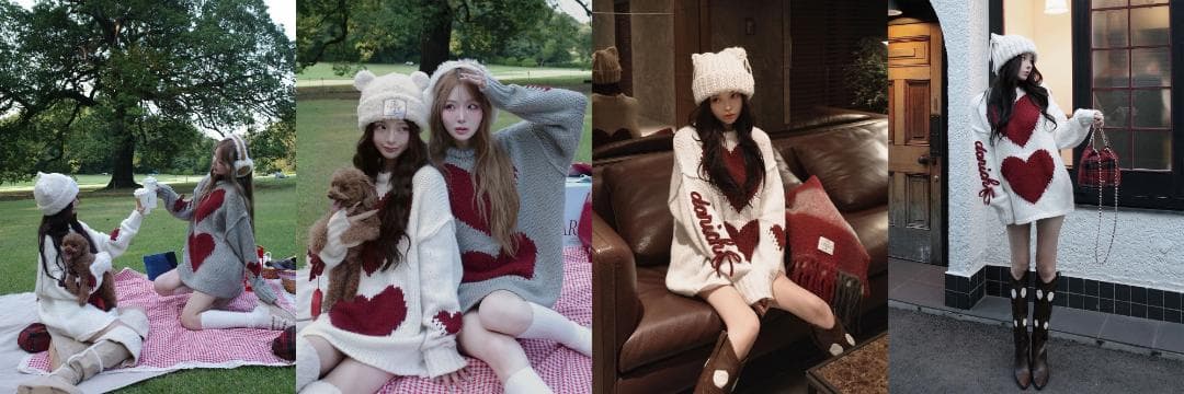 ダーリッチ darich ハートロゴローゲージニットチュニック ブラウン BRN