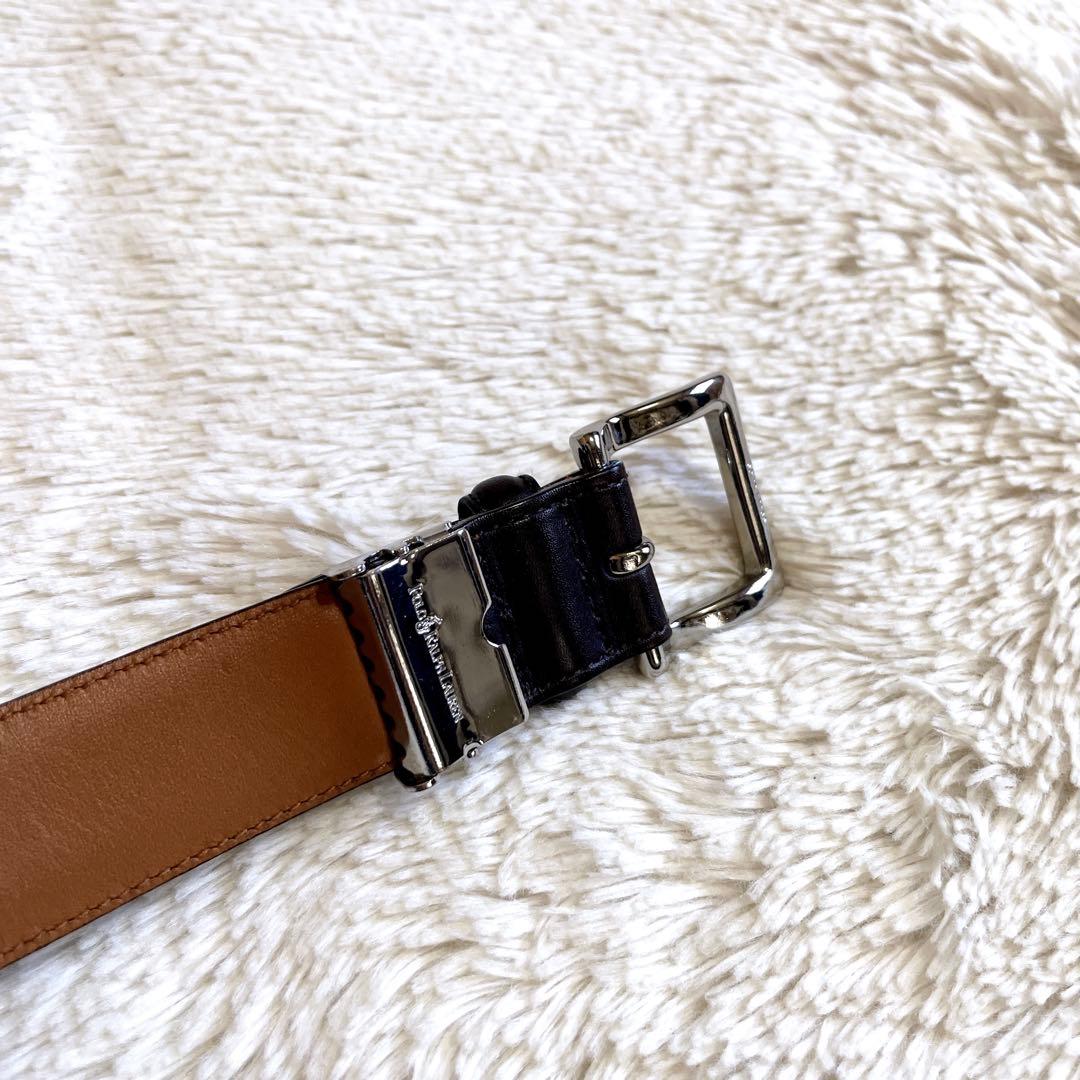 美品 ポロラルフローレン ポニー ロゴ レザー ブラウン ベルト バックル 本革