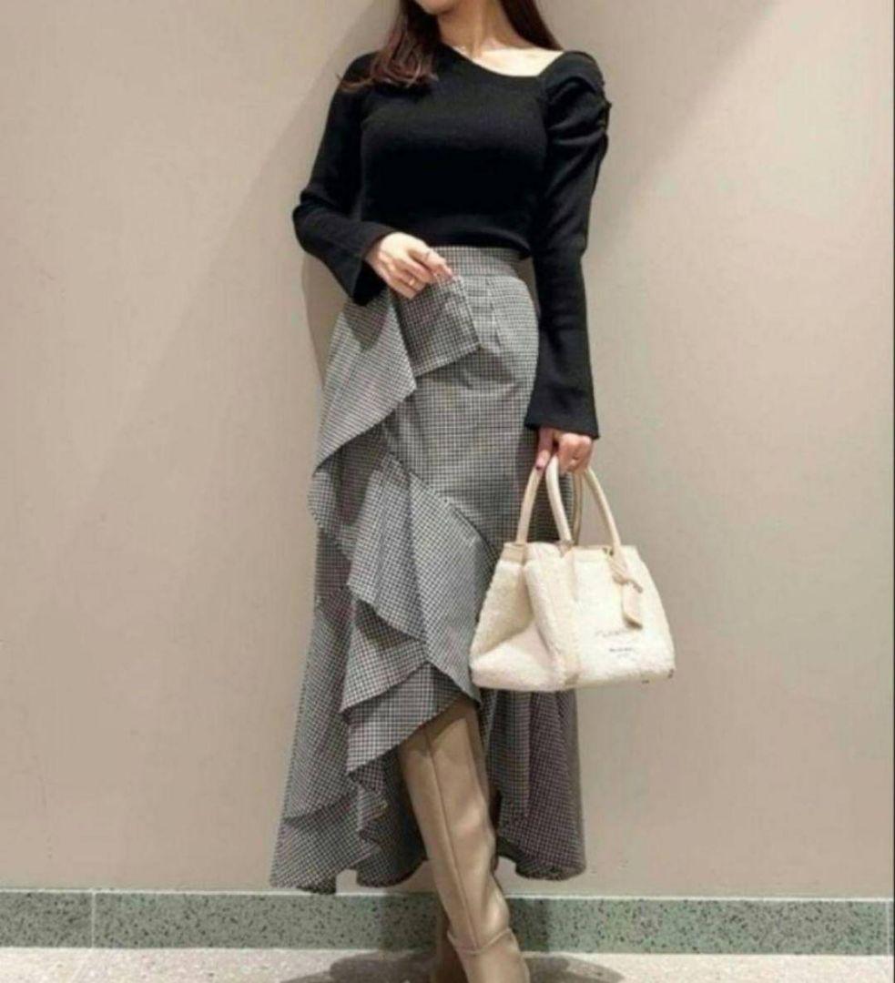 ♛かぼちゃ▾▾▾ ドレープデコルテリブニットアシメギャザーニットプルオーバ