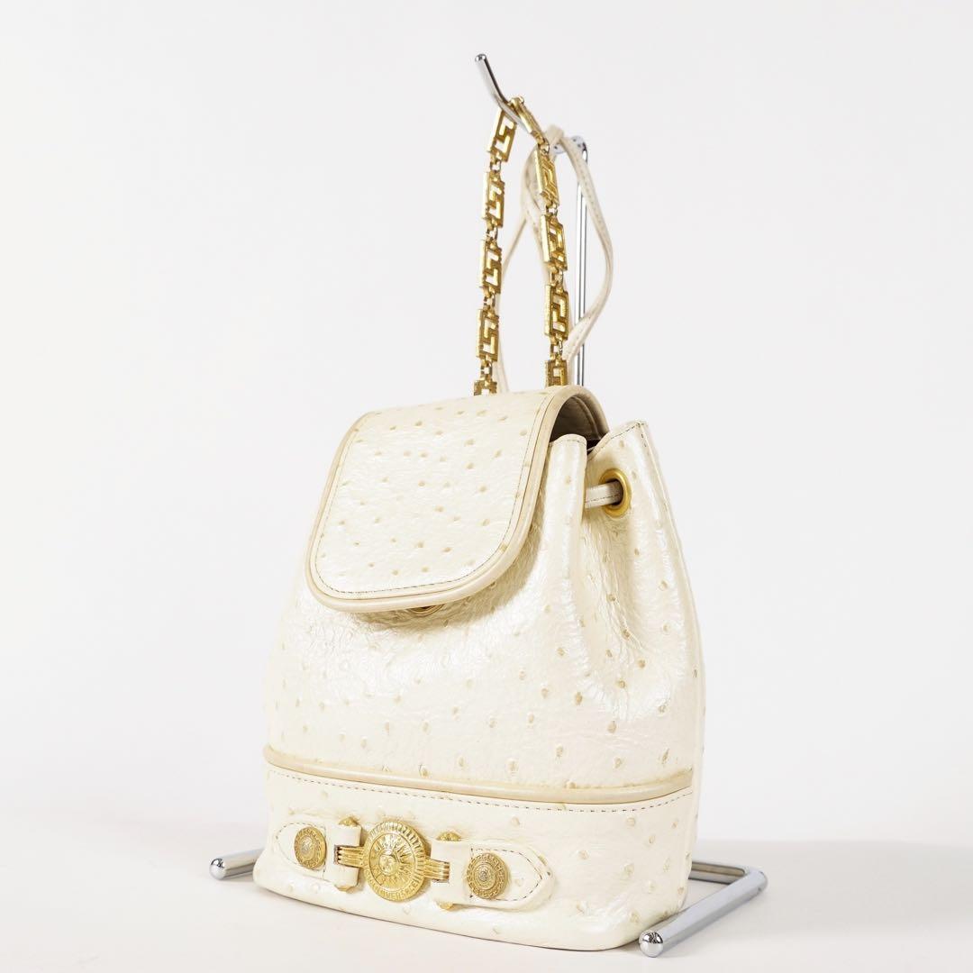 【極美品✨】ヴェルサーチ メデューサ リュック オーストリッチ レザー クリーム
