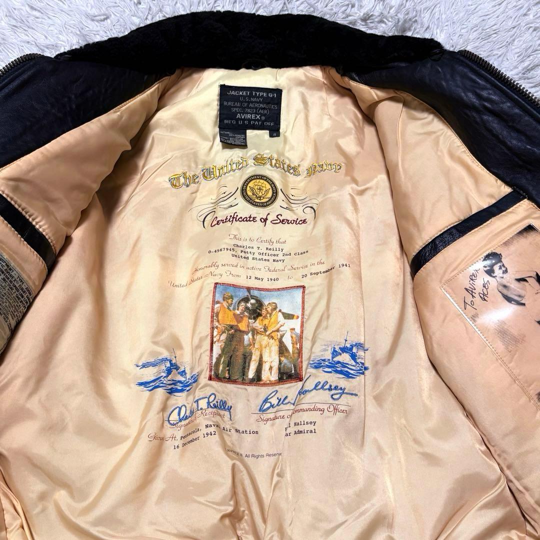 【新品未使用】AVILEX 7823 G1 ボア付きフライトジャケット ブラック