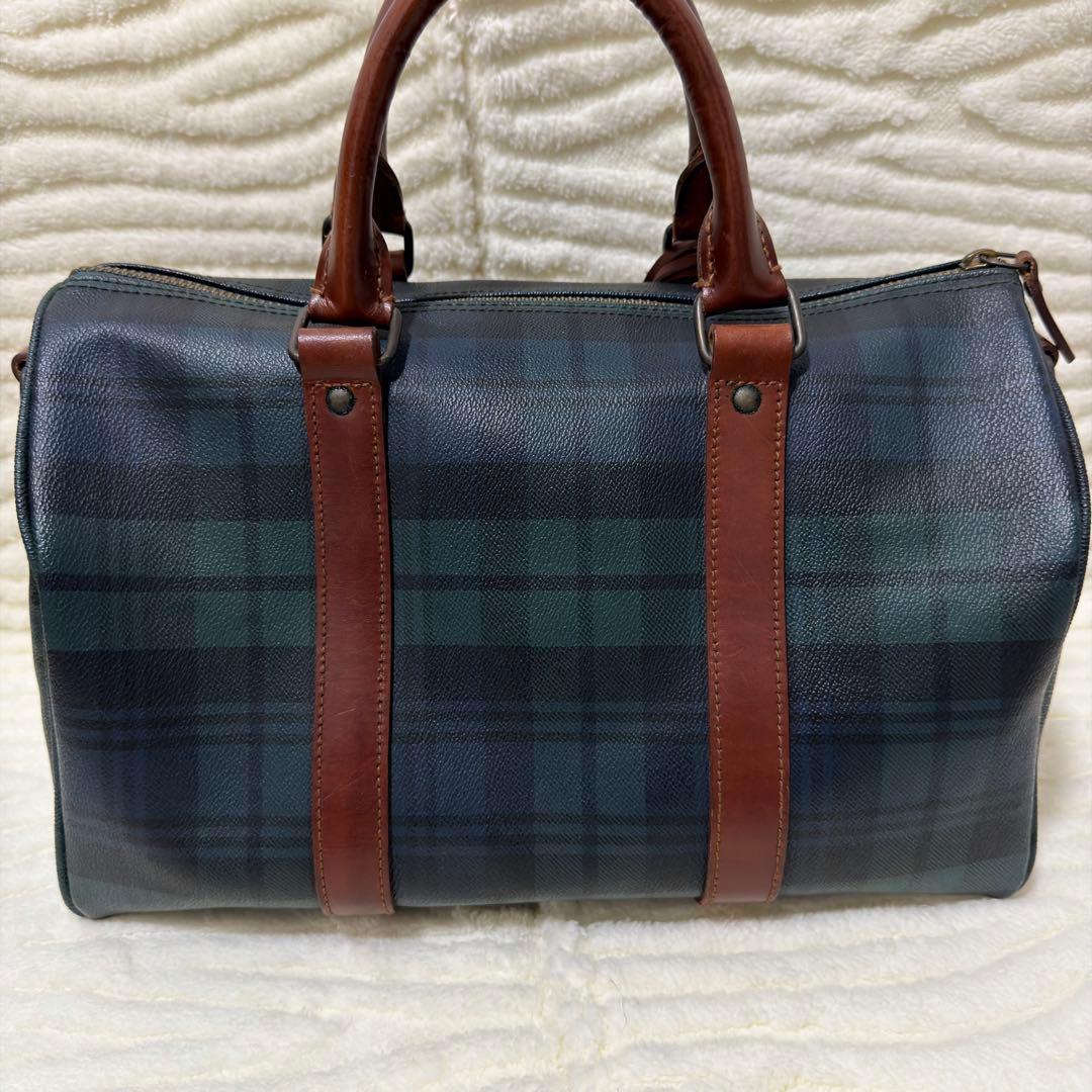 ✨️美品✨️ポロラルフローレン ミニボストン PVCレザー タータンチェックグリーン