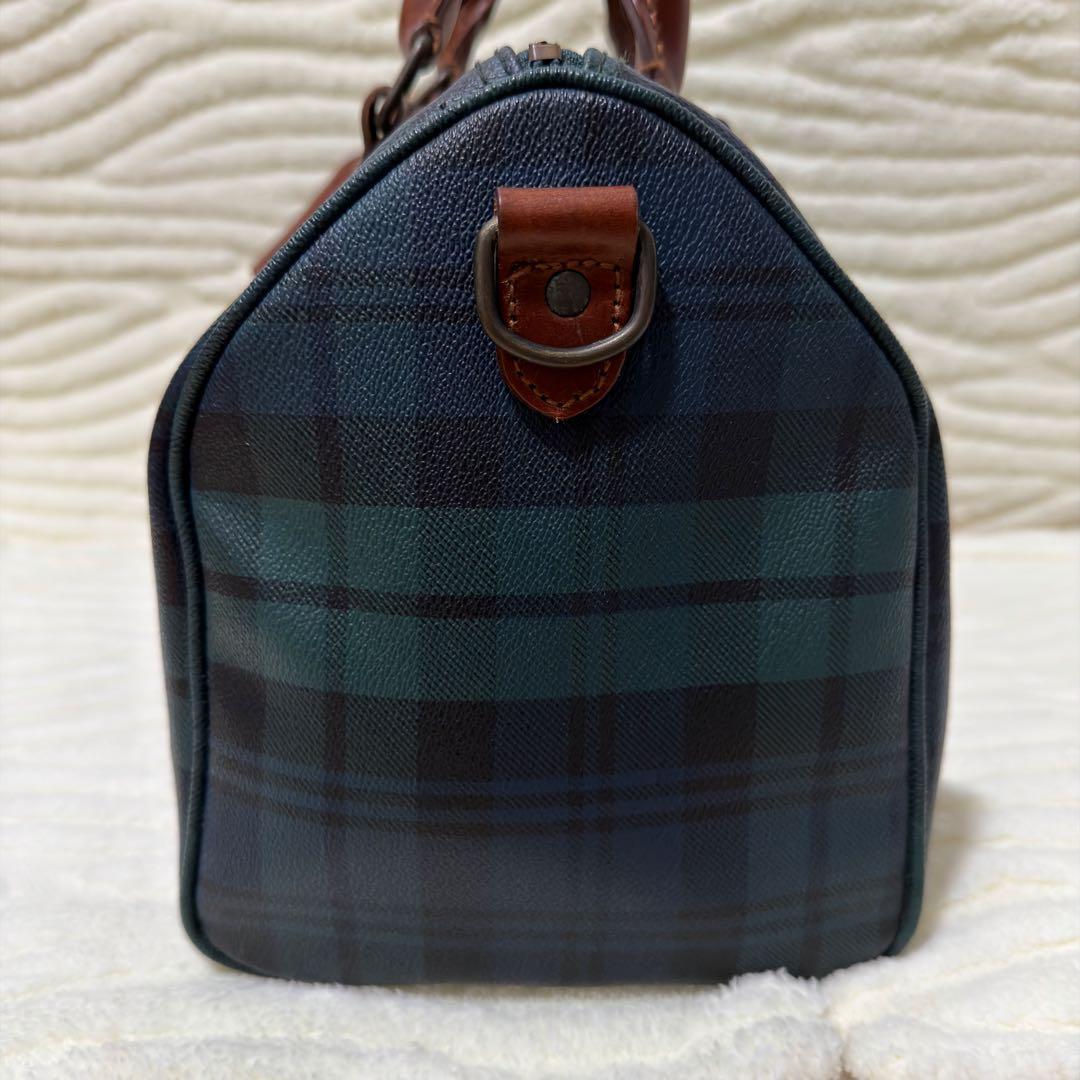 ✨️美品✨️ポロラルフローレン ミニボストン PVCレザー タータンチェックグリーン