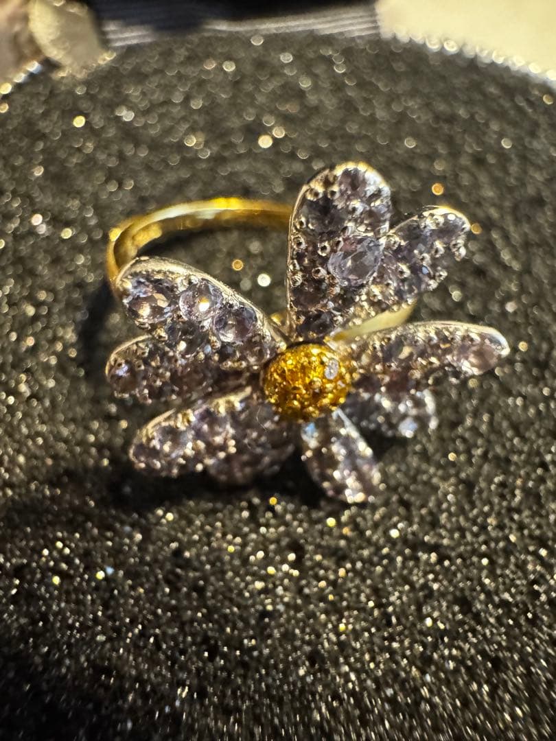 ビズー　タンザナイト K18×PT リング・フルール bizoux リング