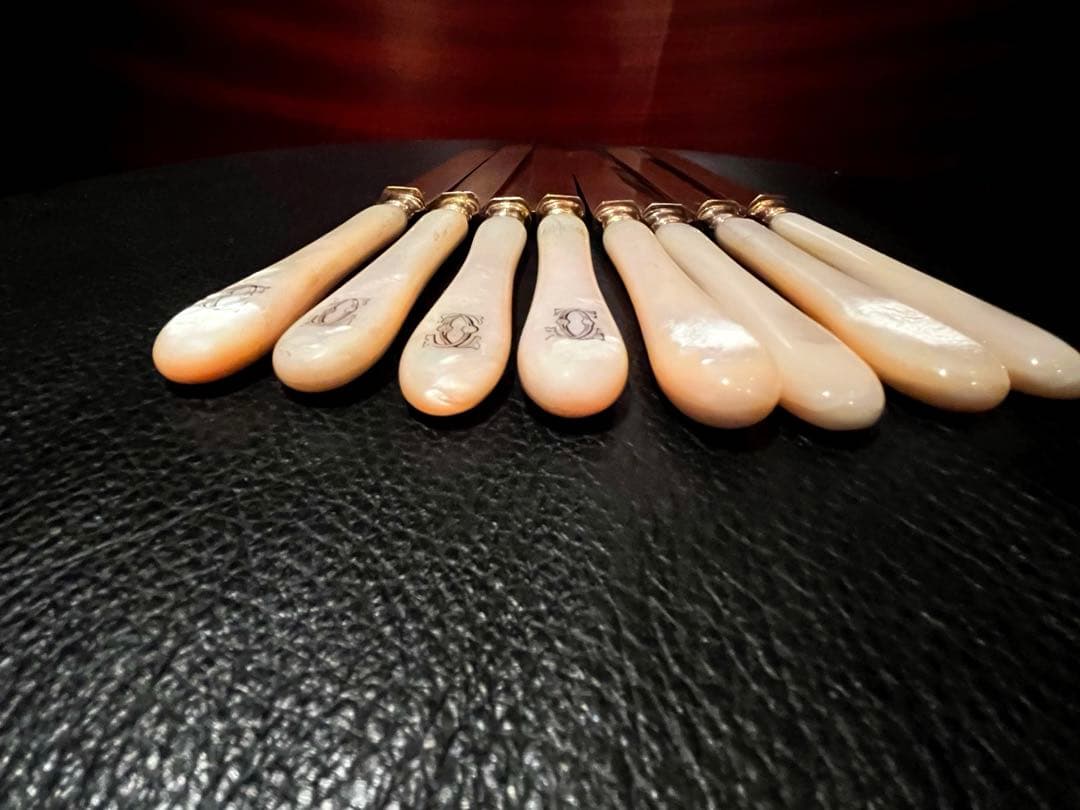 フランス銀器　白蝶貝　ハンドル　純銀950 ヴェルメイユ製　デザートナイフ